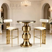 Nouvelle table de cocktail ronde en acier inoxydable de luxe pour la décoration d'événements