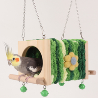 Petit nid d'oiseau toutes saisons nid d'herbe tissé à la main avec maison en bois hamac pour perroquet et nid d'oiseau