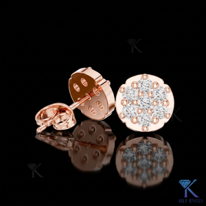 ต่างหูเพชรเลี้ยงในห้องปฏิบัติการทรงดอกไม้ 14K/18K ทองคำแท้ 7 เม็ด เครื่องประดับผู้หญิงชั้นดี ของขวัญวันแต่งงาน วันครบรอบ - Product Image 2