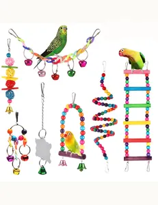 New Design 7-8pcs Parrot Nibbling Toy Bird Toys Parrot Toy Set