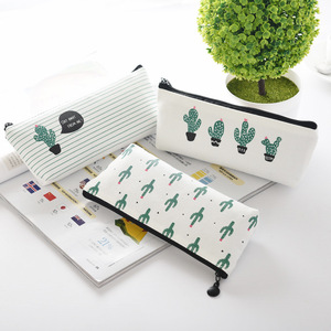 Trousse à crayons en tissu coréen imprimé <span class=keywords><strong>Cactus</strong></span>, plante, en toile, pour crayons, papeterie, mignonne, de bureau, pour filles - Product Image 2