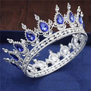 水晶复古皇家女王国王 Tiaras 和冠男性/女性选美舞会 Diadem 头发饰品婚礼发饰饰品配件 - Product Image 4
