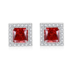 Pendientes Sueltos de 1 Quilate, Color Rojo Cuadrado, Tierra de Diatomeas, Color D - Product Image 1