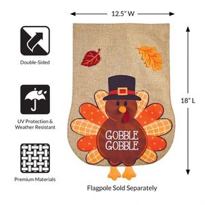 ธงสวนลายไก่งวงผ้ากระสอบสำหรับวันขอบคุณพระเจ้าช่วงฤดูใบไม้ร่วง - Product Image 3