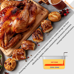 Friteuse professionnelle en acier inoxydable pour 2 poulets, friteuse de cuisine commerciale 12L*2 pour restaurant et maison HSD-12SQ Commercial - Product Image 5