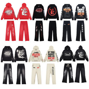 Y2K高品质地狱星套头衫连帽衫长裤套装100% 棉定制运动服男士字母冬装 - Product Image 3