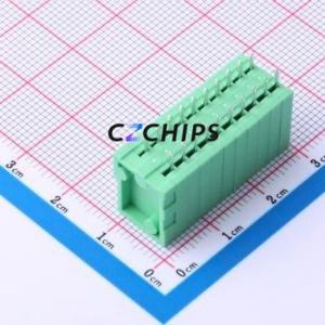 DB141V-2.54-10P-GN Spring Terminal Block Through hole Component (THT),P=2.54mm Connector 1x10P 2.54mm Green 10P - Product Image 2