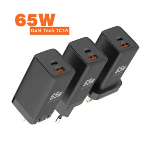 2 יציאת פ"ד qc3.0 usb נייד מהיר מטען תקע גן 65w