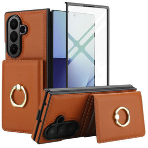 Flip Wallet Purse PU Cuir Téléphone Couverture Arrière Shell <span class=keywords><strong>pour</strong></span> Galaxy Z Fold 3 4 5 6 7 Ani-Drop <span class=keywords><strong>Smartphone</strong></span> Case Sac avec Anneau Support - Product Image 1