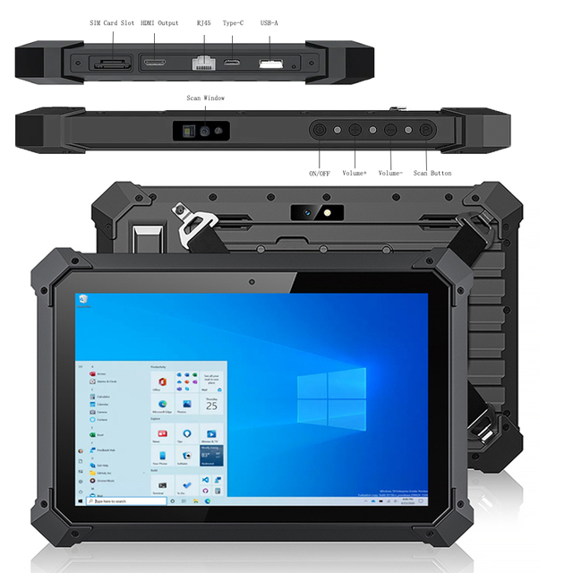 Population Enrollment Windows Tablet Fingerprint Reader Wins 11 Pro Waterproof RJ45 HDMI Type-c Port Rugged Waterproof Tablet PC