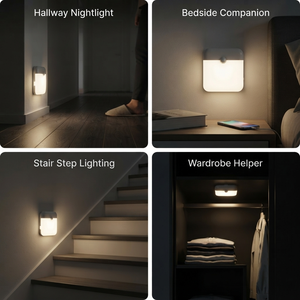 Square <b>LED</b> Night <b>Light</b> Warm White PIR <b>Sensor</b> Control Battery Powered Minimalist Design for Bedroom Closet Hallway - Product Image 2