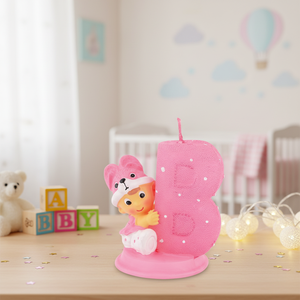 Vela para Niña ROSA H70 MM para Decoración Infantil - Product Image 3
