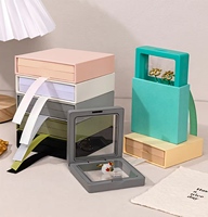 Boîte à bijoux en papier coton en gros, boîte de rangement pour bijoux, boîte cadeau, boîte à bijoux personnalisée anti-poussière avec film PE pour la Saint-Valentin.