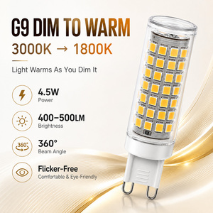 Ampoule LED G9 en céramique, dimmable, lumière chaude, 5W, 3000K-1800K, 400-450LM, 360 degrés, sans scintillement, blanc chaud - Product Image 1