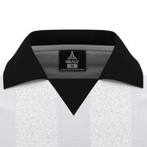 Maillot de sport rétro à rayures verticales noir-blanc HEALY, manches courtes, confortable, personnalisé, maillot de football pour hommes - Product Image 4