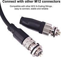 Conector Hembra Recto Codificado M12 de 4 Pines, IP67 Impermeable, para Panel Trasero, Tipo Soldadura, Montaje en Campo, Sensor
