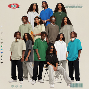 T-shirt Unisexe 100% Coton BE THRIVED Coupe Oversize Manches Courtes 425G Grammage Lourd Vierge Grande Taille pour Couple – Collection <span class=keywords><strong>2023</strong></span> <span class=keywords><strong>en</strong></span> Promotion - Product Image 2