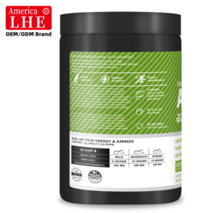 Wholesale Amino Acid Supplement Manufacturer with Guarana Focus and Muscle Recovery Green Apple Flavor Amino Acid Powder - Product Image 5