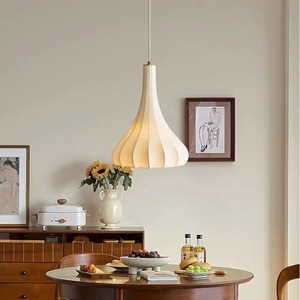 Lámpara colgante de seda de estilo japonés, ovalada, E27, Led, blanca, de un solo cabezal, para dormitorio, restaurante, casa de huéspedes - Product Image 1
