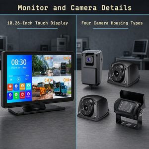 Moniteur DVR tactile 10,26 pouces 4CH Full HD 1080P AHD avec système d'enregistrement en boucle à quatre écrans pour voiture, camion, bus, camping-car, véhicule - Product Image 2