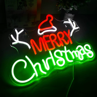 Panneau lumineux LED néon rétroéclairé Joyeux Noël, décoration de fenêtre pour chien, utilisation intérieure/extérieure, étanche IPX4, publicitaire