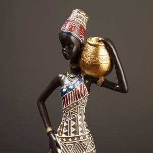 African-style Resin Figure Sculpture Abstract Geometric Pattern Tabletop <b>Decor</b> Handmade Single-piece Package - Product Image 3