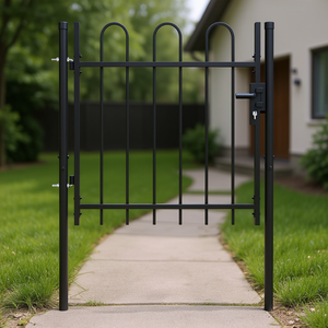 Portail en acier à arche simple 39,4 x 39,4 noir, manuel, à battant, pour usage extérieur - Product Image 3