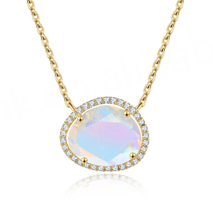 Nouveau collier en or jaune 14 carats plaqué pierre de lune naturelle, designs populaires, chaîne de collier - Product Image 2