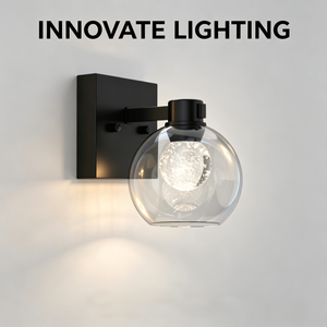 โคมไฟติดผนังโลหะสีดำสไตล์โมเดิร์นพร้อมโคมแก้วทรงกลม E27 LED แสงสีขาวอุ่น 2700K สำหรับห้องนั่งเล่น - Product Image 5