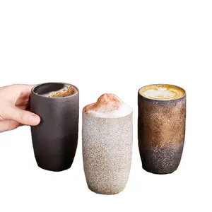 일본 빈티지 세라믹 맥주 물 우유 머그잔 도자기 커피 컵 도자기 쿵푸 차 머그잔 대형 찻잔 음료 용기 커피 컵