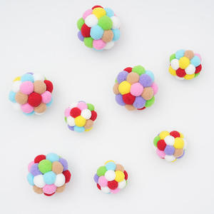 Factory Wholesale Price With Bells to Sound Seven Colorful <b>Plush</b> Ball Handmade Dog Cat Interactive Toy Pet Toys - Product Image 4