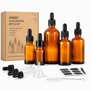 Amber <b>Dropper</b> <b>Bottle</b> Full Size Set 5ml to 100ml Matching Series Starter Kit Skincare Brand Product Line Bundle Wholesale Factory - Product Image 3
