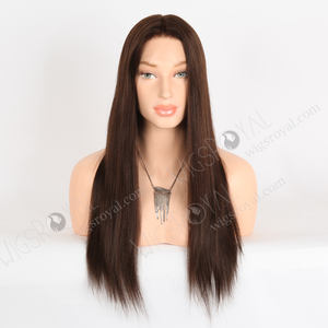 Livraison rapide Stock brun foncé doux cheveux humains aspect naturel Transparent HD avant de lacet sans colle 20 pouces longue perruque <span class=keywords><strong>brune</strong></span> - Product Image 2