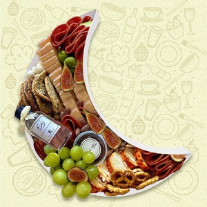 Plateau alimentaire en carton recyclable de 12 pouces pour l'Aïd Ramadan, boîte en forme de croissant de lune pour charcuterie, emballage pour bonbons - Product Image 5