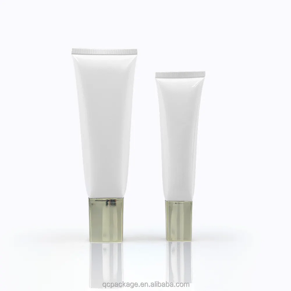 Custom color 80ml 120ml empty cosmetic plastic tube with square gold top for lotion and cream