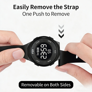 Reloj Deportivo de Lujo para Hombre FIDI, Correa de Silicona Negra, Resistente al Agua, Elegante Reloj de Pulsera de Cuarzo para Uso Diario, Casual y de Negocios - Product Image 6