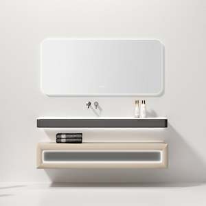 High Quality Wooden Bathroom Freestanding Big Size Double <b>Cabinet</b> with Two Storage Vanity and Stone Counter - Product Image 1