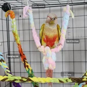 Échelle à grimper en corde de coton colorée, pont balançoire pour perroquets, ara, petits oiseaux - Design mignon, moderne et réaliste - Product Image 2