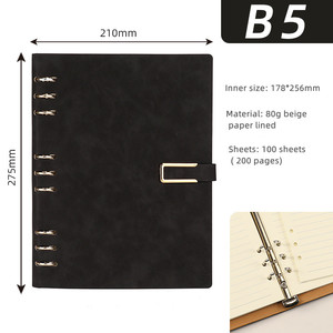 B5 Kích thước PU da Bìa 9 Chất kết dính máy tính xách tay cứng xoắn ốc offsets giấy Loose-Leaf kinh doanh notepad cho các trường học sử dụng - Product Image 6