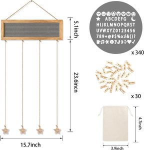 Décoration murale en bois et feutre, cadre <span class=keywords><strong>photo</strong></span> suspendu, 340 lettres, 30 pinces - DIY pour chambre d'étudiant, Noël, fête d'anniversaire - Product Image 3