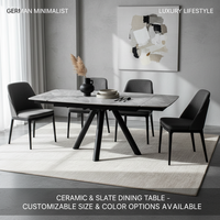 Ensemble de table à manger carrée extensible de luxe moderne personnalisable pour hôtel, en céramique frittée de 12 mm, 6 places