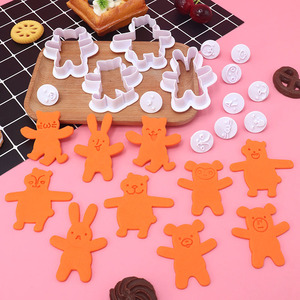 Cina all'ingrosso Kit di biscotti fai da te <span class=keywords><strong>per</strong></span> bambini Multi-espressione Bear Cookie Cutter con forme di stelle quadrate personalizzabili strumenti di cottura - Product Image 3
