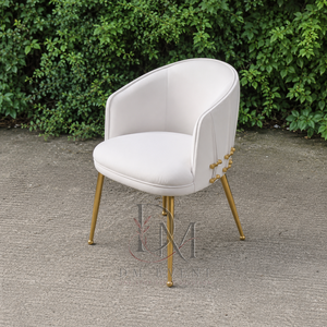 Modern Curved Barrel Arm Back Gold Stainless Steel <b>Dining</b> <b>Chair</b> with White Cushion for Hotel and Wedding Events Wholesale - Product Image 2