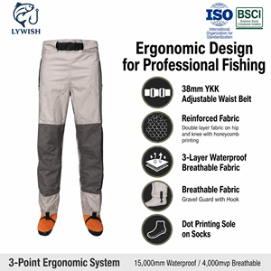 Pantalons de pêche à la taille avec poches et pieds en maille résistants pour hommes et femmes, waders de pêche imperméables respirants 3 couches - Product Image 2
