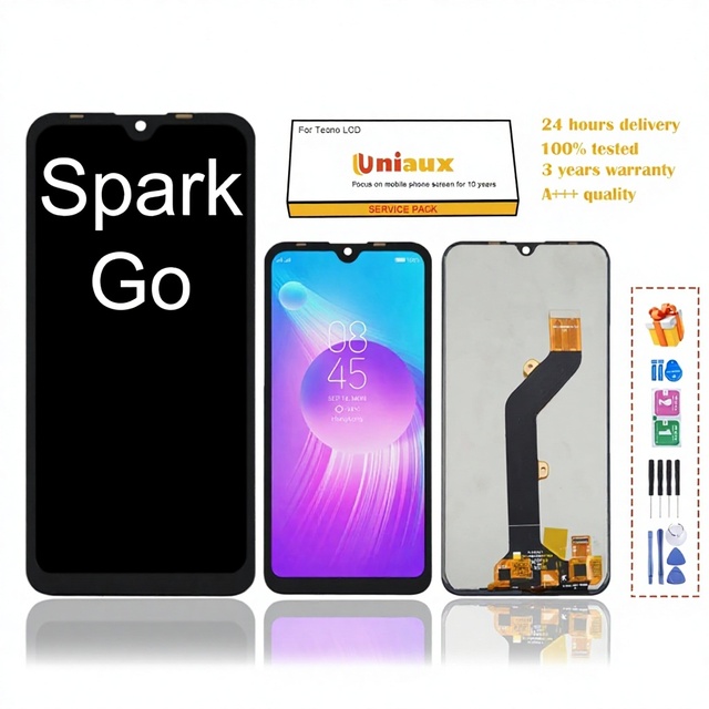 TECNO Spark Go KC1 Mobile Phone LCD Screen Inner and Outer Display with Frame Assembly for Audio Transmission 3 Year Warranty