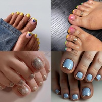 LUMEILA Faux Ongles à Presser Personnalisés, Haute Qualité, Faits Main, en Acrylique, Couverture Complète, Réutilisables, Design Carré pour Ongles d'Orteils, avec Colle, Logo Personnalisé
