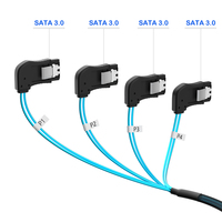 SFF-8087 90 Putar Kanan 4 SATA3.0 Server SSD/HDD Breakout Mini SAS 36Pin Jaket Nilon Kabel Data Kecepatan Tinggi 6Gbps