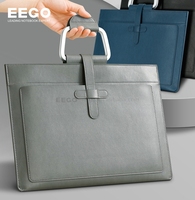 Carpeta Portadocumentos A4 de Cuero Ejecutiva, Portátil e Impermeable, con Asa y Logotipo Personalizado