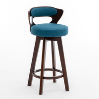 Chaise de bar moderne en bois massif légère avec siège rembourré et repose-pieds pour îlot de cuisine, salle de sport et café – Offre Spéciale