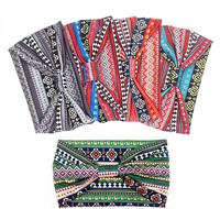 Bandeaux Bohèmes Africains Imprimés Go Party Noués Sports Yoga Bandeaux Élastiques à Large Bord Turbans pour Femmes Filles